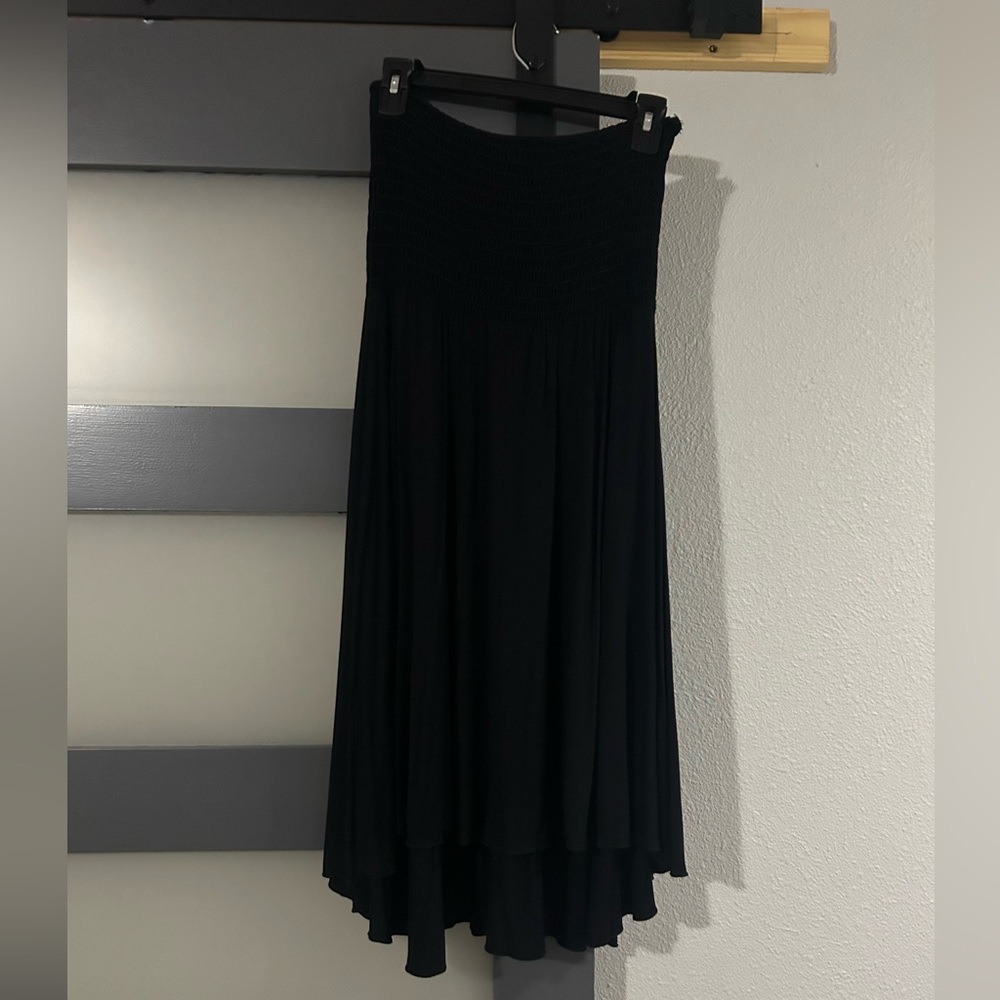 Black strapless high low beach coverup. 2XL. Fits large-2x